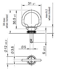turnlock 50E19-10AF technical drawing
