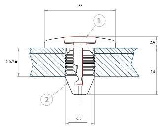 turnlock LOPFITLCP-2070PB technical drawing