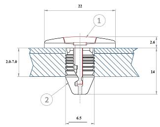 disegno tecnico turnlock LOPFITLCP-2070PB